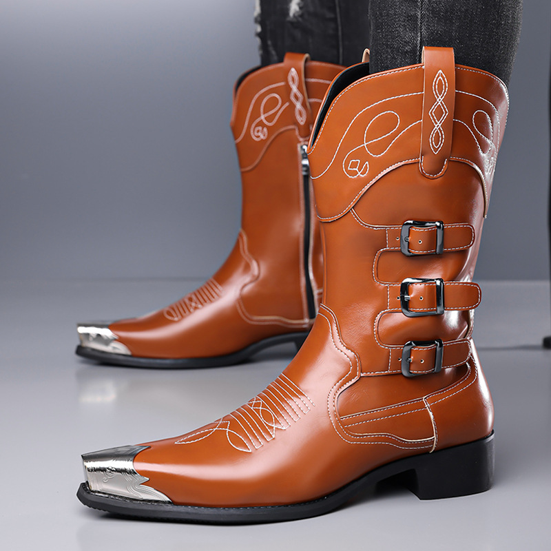 Sewing Embroidery Fabric - Botas Altas de Cuero Patentado Estilo