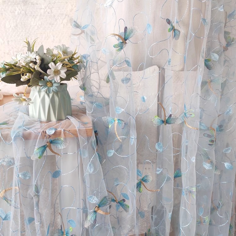 Sewing Embroidery Fabric - Tela de malla rosa azul de