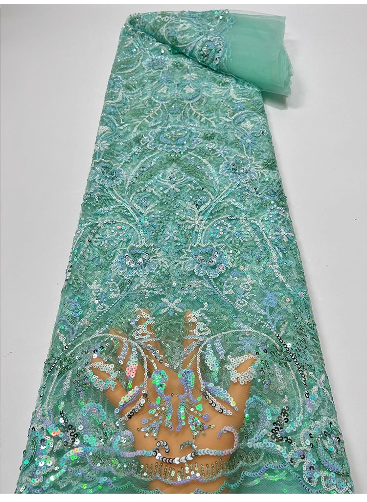 Sewing Embroidery Fabric - Tela de gasa brillante con bordado