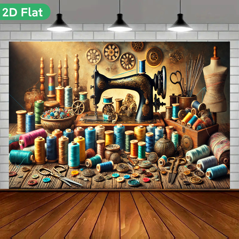 Sewing Machine For Textile - Tapiz de Pared Vintage Retro para